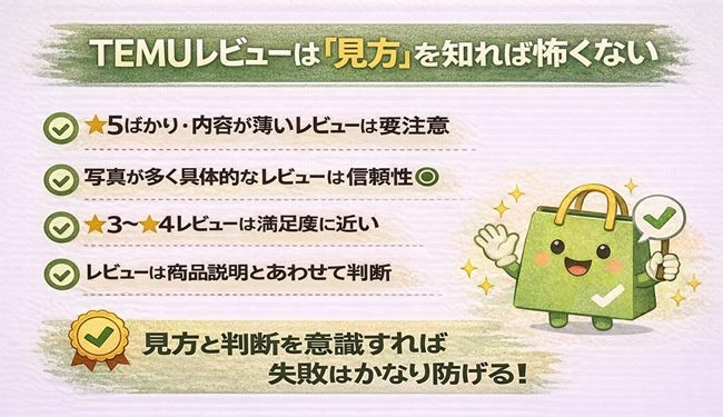 TEMUレビューは見方を知れば怖くないことをまとめた補足画像