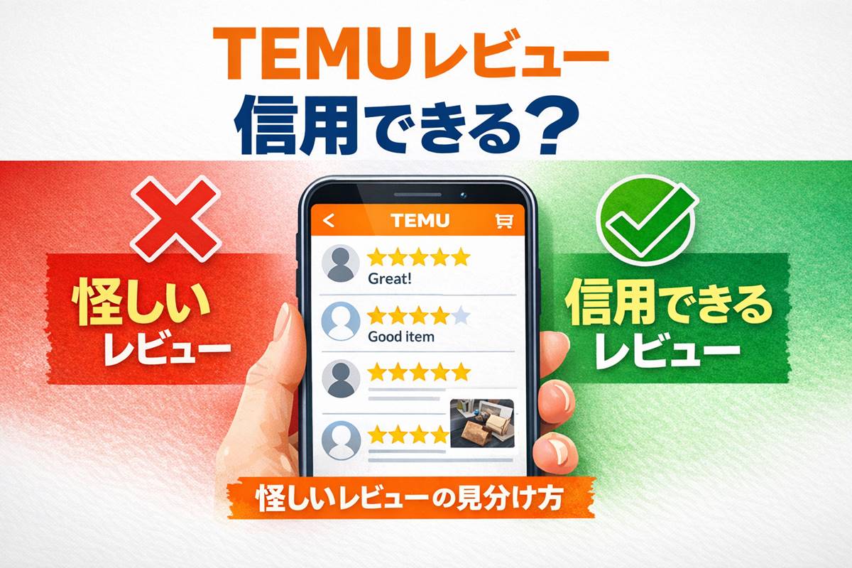 TEMU レビュー 信用できるのかを解説するアイキャッチ画像