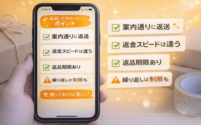 TEMUの返品・返金で注意すべきポイントをまとめたチェックリスト画像