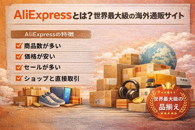 AliExpressとは？世界最大級の海外通販サイトの特徴を解説するイメージ画像