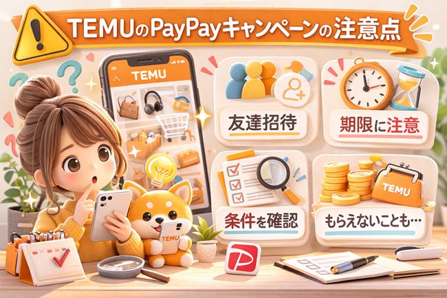 TEMUのPayPayキャンペーンの注意点イメージ