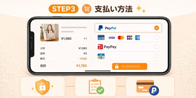 TEMUの支払い画面と決済の流れ（安全な支払い方法のイメージ）